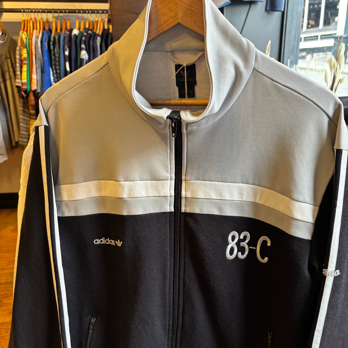 Adidas 83-C Zip Track Jacket Black/ Grey (Large)