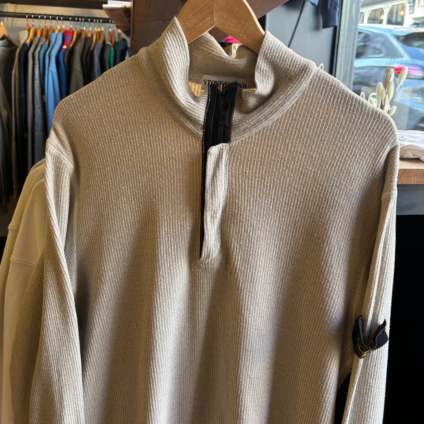 Stone Island S/S 2003 Quarter Zip Lighweight Jumper Beige (Large)