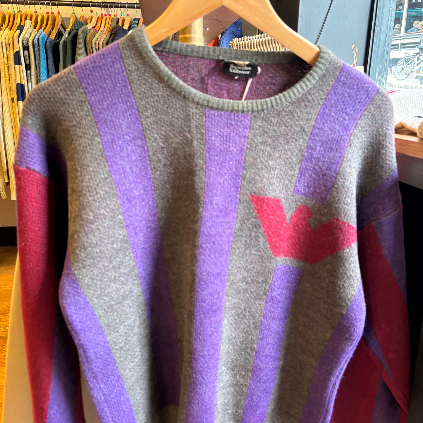 Giorgio Armani 80s Eagle Logo Knit Jumper (Small)