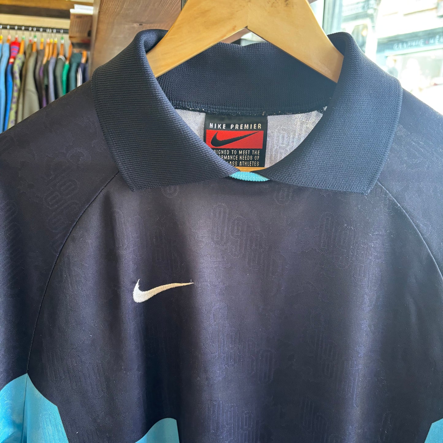 Nike Premier 90s Sports Polo Top Blue (Small)
