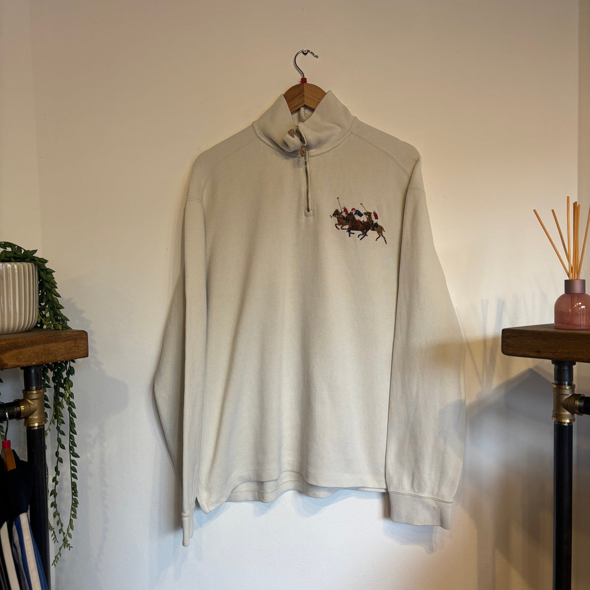 Ralph Lauren Big Pony Quarter Zip Jumper Cream (Large)