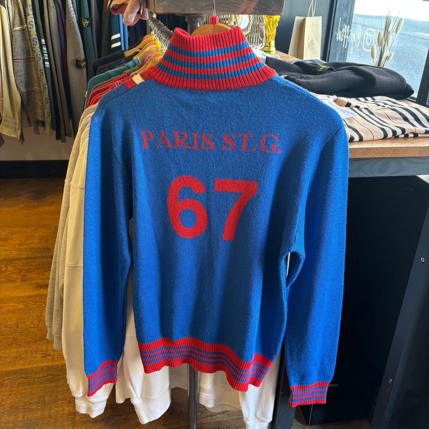 Paris Saint Germain Full Zip Knit Jumper Blue (Large)
