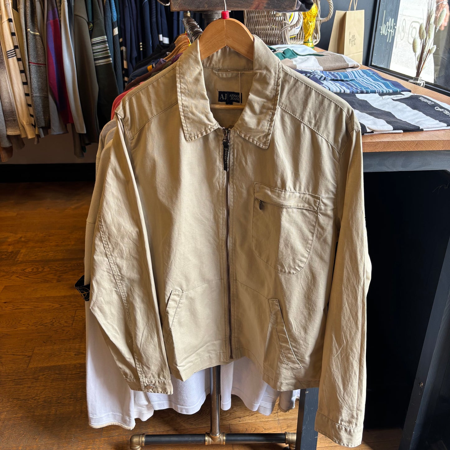 Armani Jeans Utility Zip Up Jacket Beige (Large)