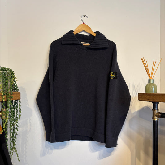 Stone Island A/W 1997 Chunky Collar Knit Jumper Grey (Large)