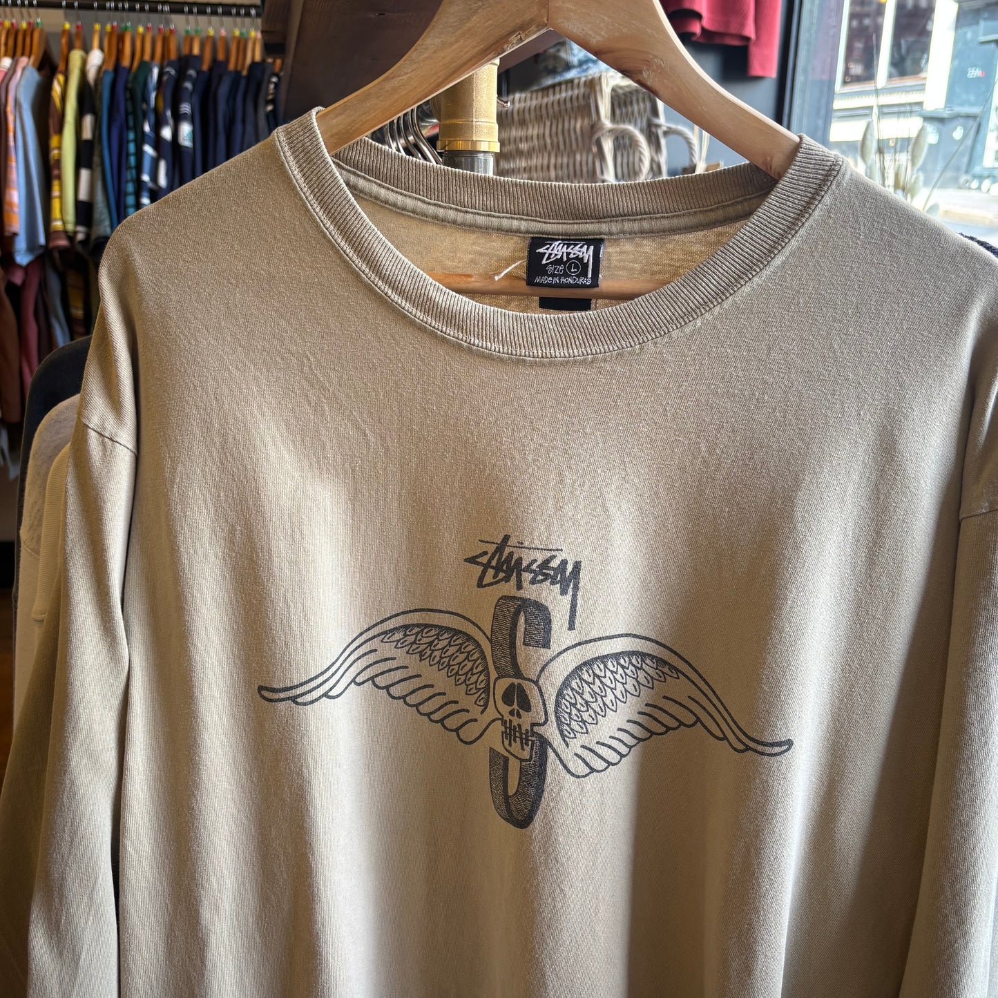 Stussy Skull Wings Longsleeve T-Shirt Beige (Large)