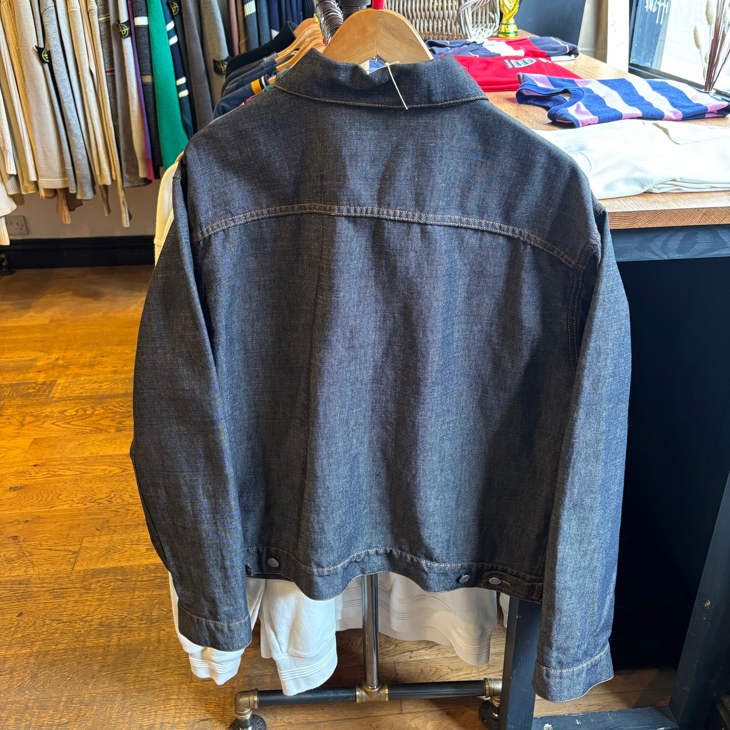 Stone Island Denim Button Up Cropped Jacket Blue (Large)