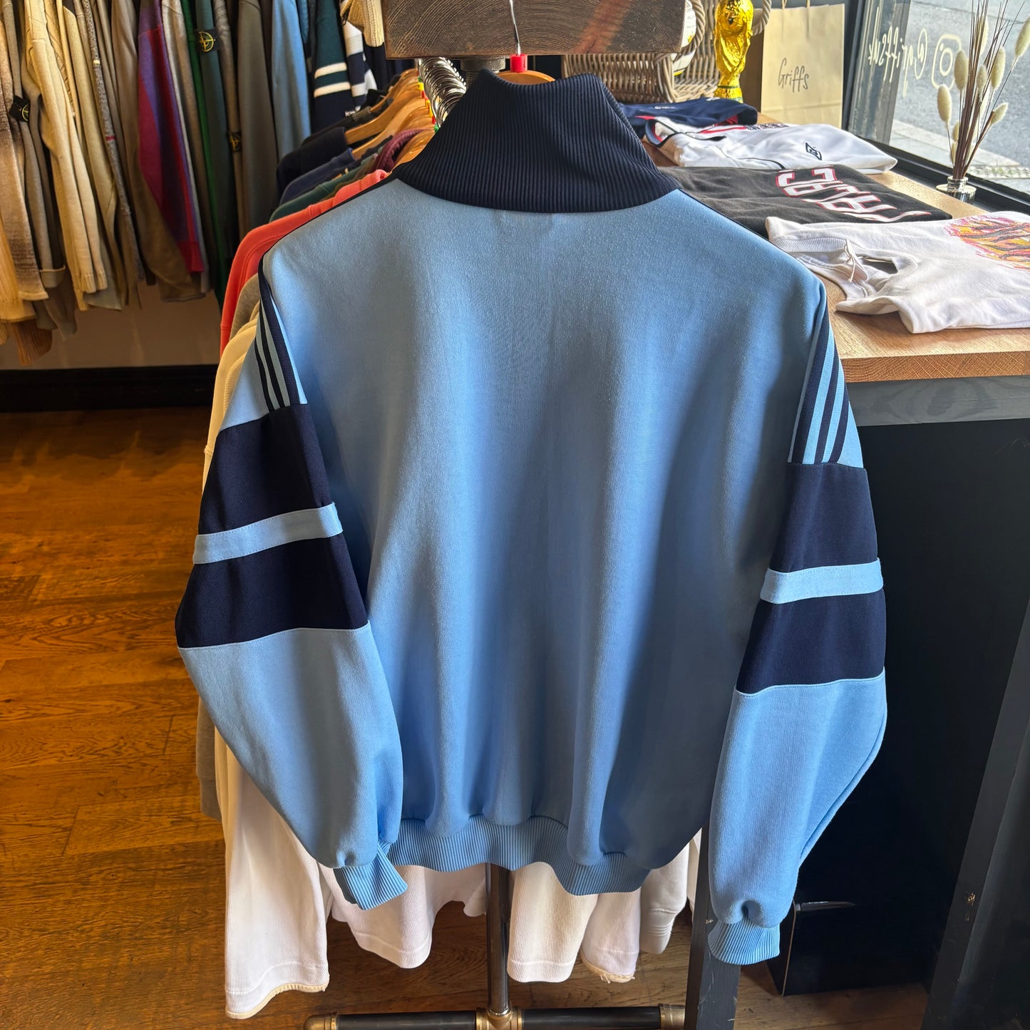 Adidas Zip Up Track Jacket Light Blue/ Navy (Large)