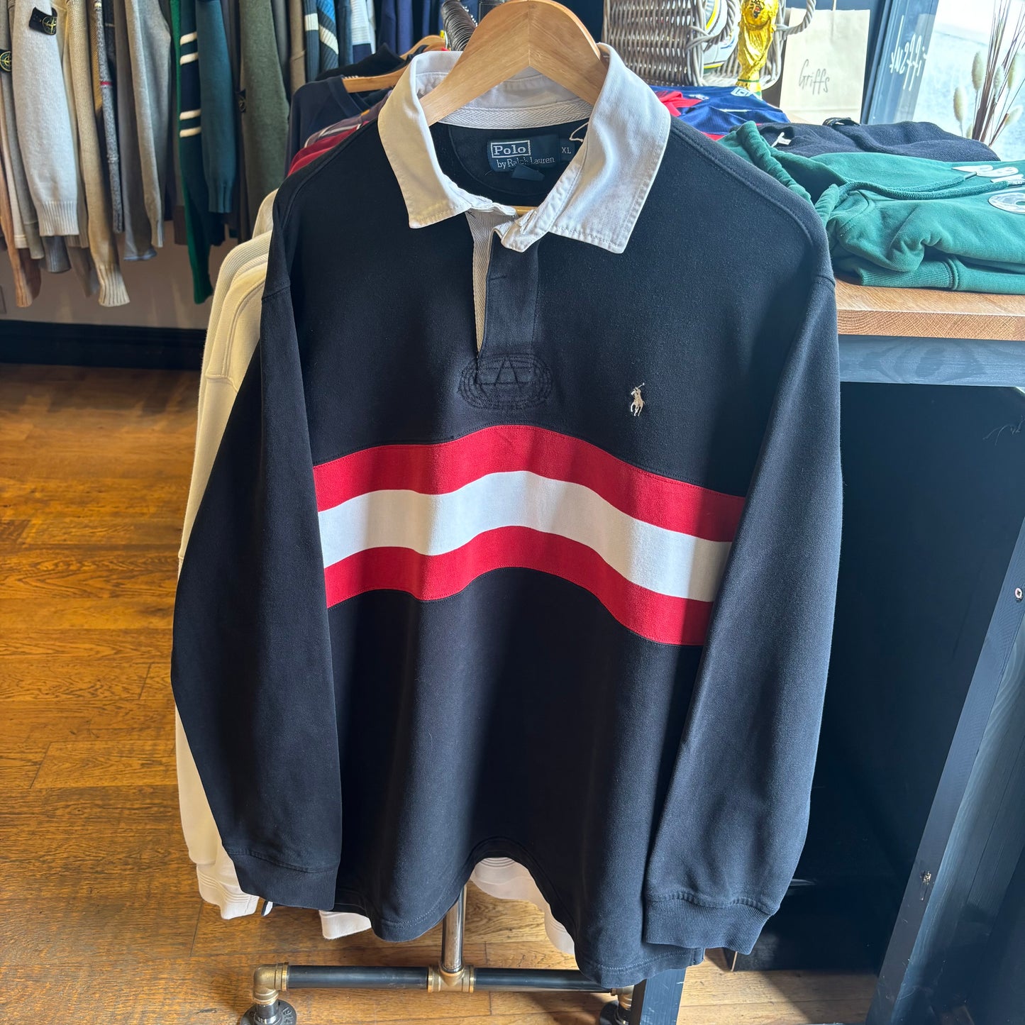 Ralph Lauren Stripe Longsleeve Polo Shirt Black (XL)