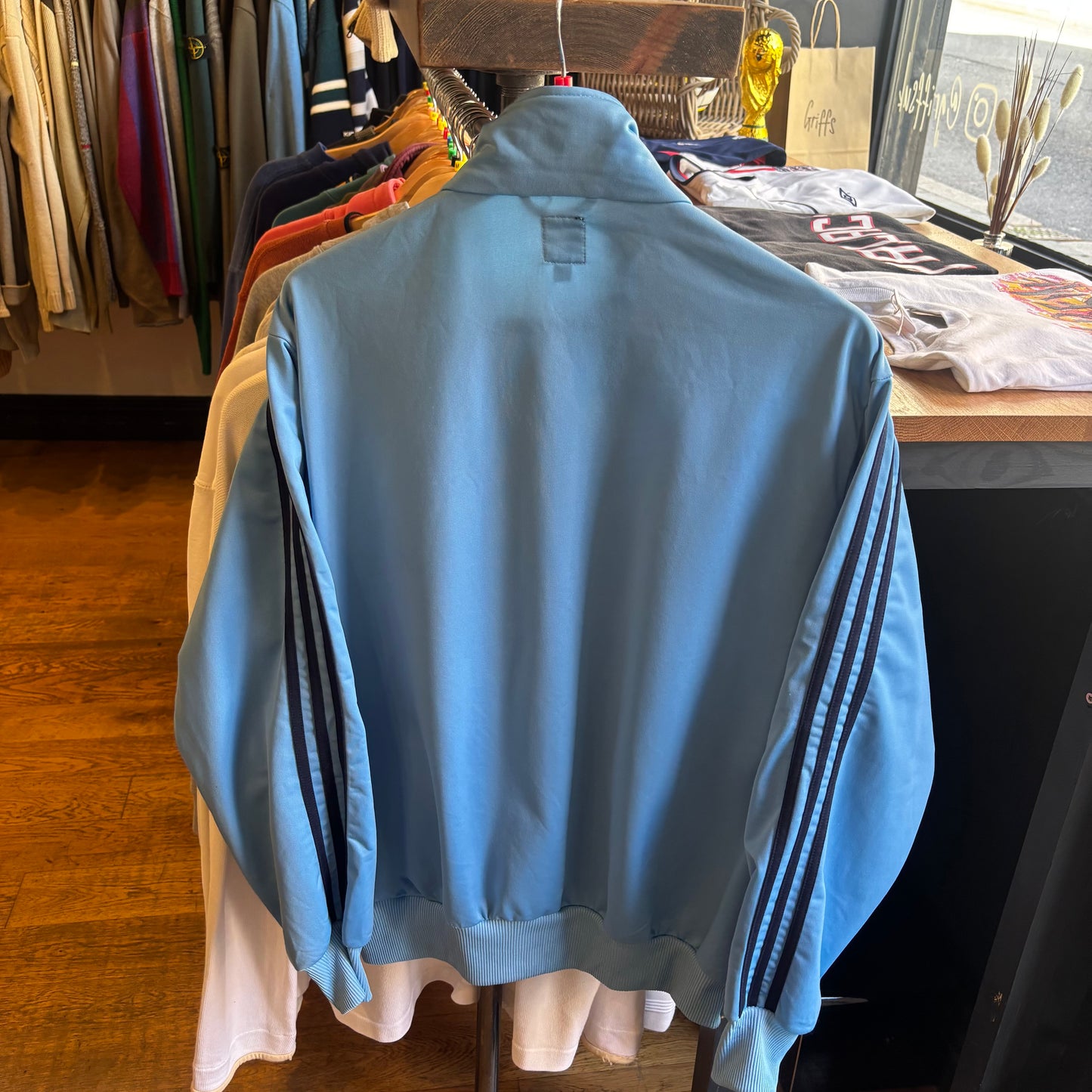 Adidas Firebird Zip Up Track Jacket Light Blue (Large)