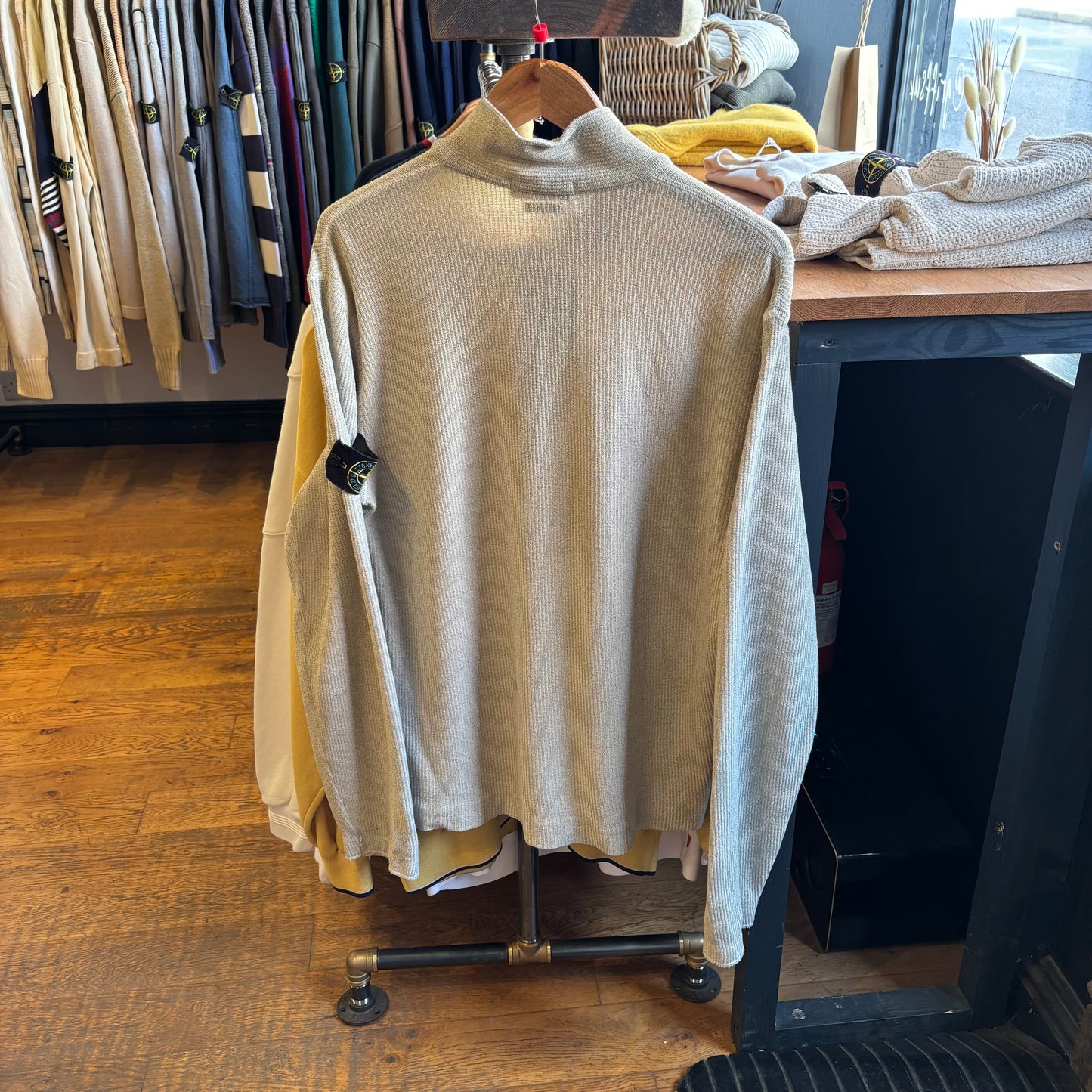Stone Island AW03 Quarter Zip Jumper Cream (Large)