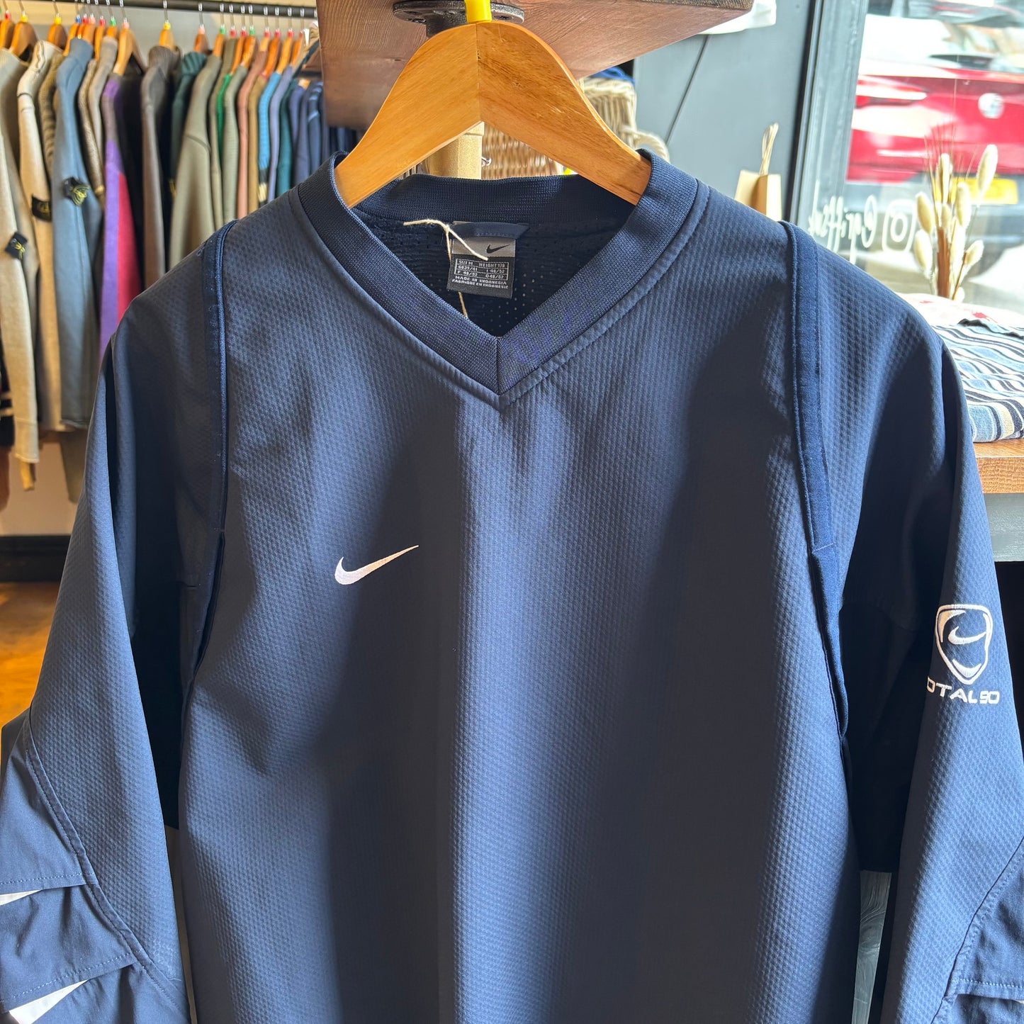 Nike T90 Swoosh Pullover Lightweight Sweatshirt Navy (Medium)