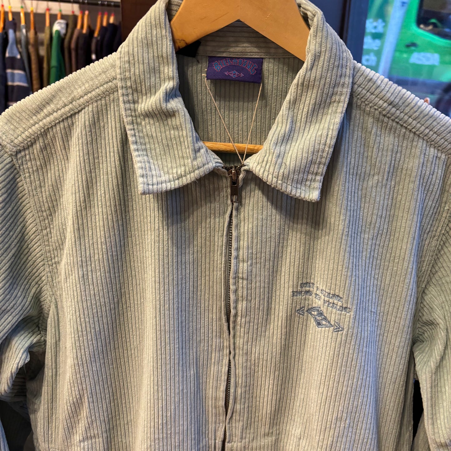Billabong Cord Zip Up Jacket Light Blue (Medium)