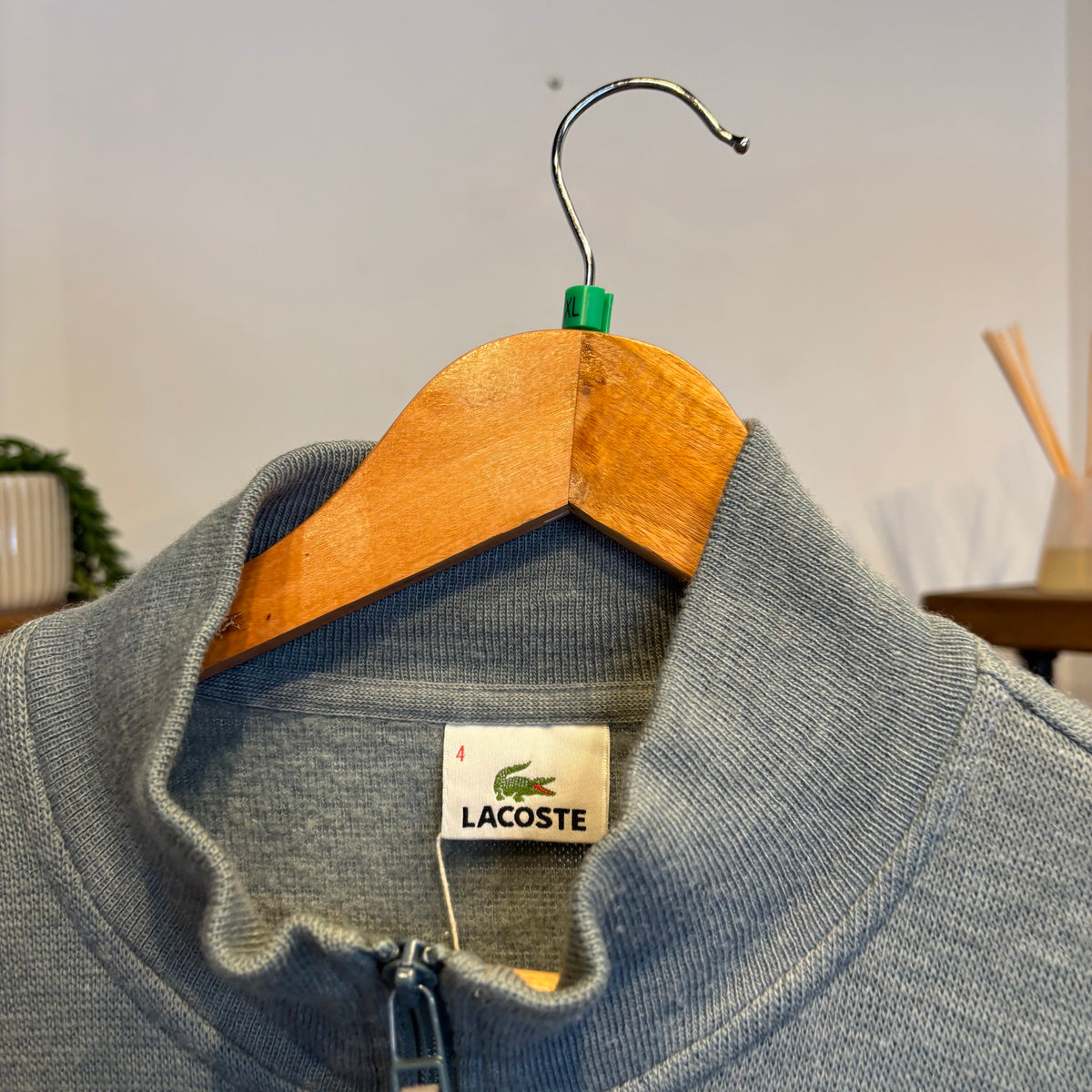 Lacoste Stripe Full Zip Jumper Grey (XL)