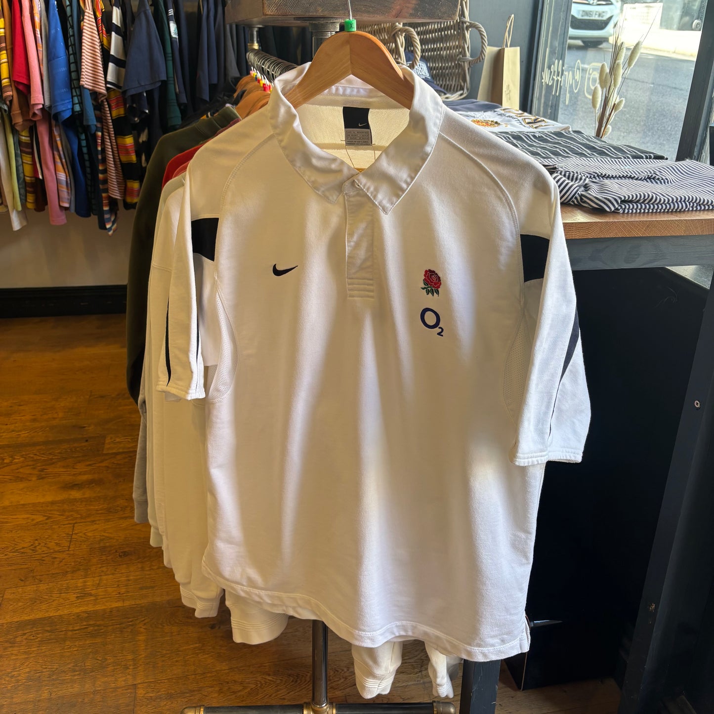 England Nike 2000's Rugby Polo Shirt White (XL)