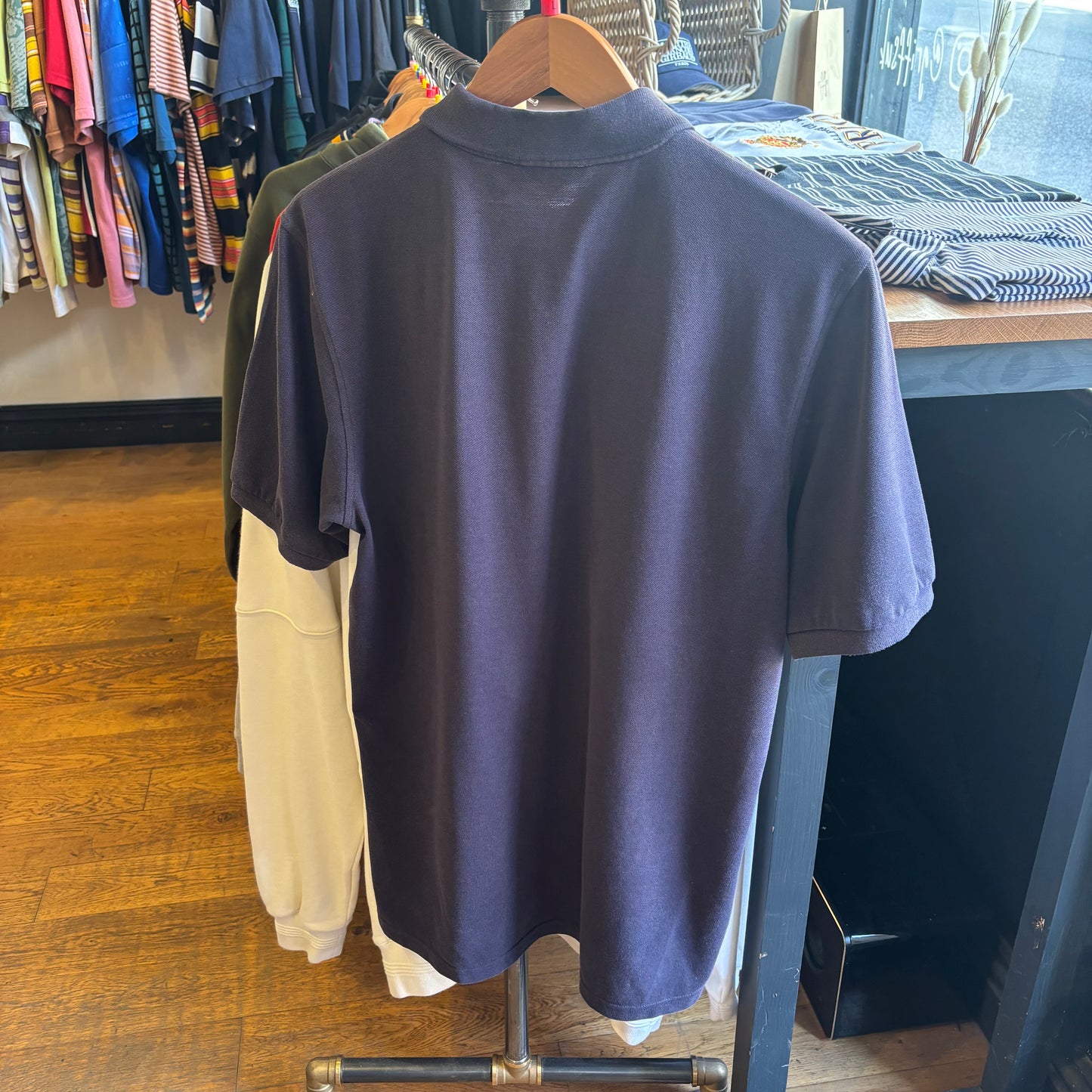 Yves Saint Laurent Colourblock Polo Shirt Navy Blue (Large)