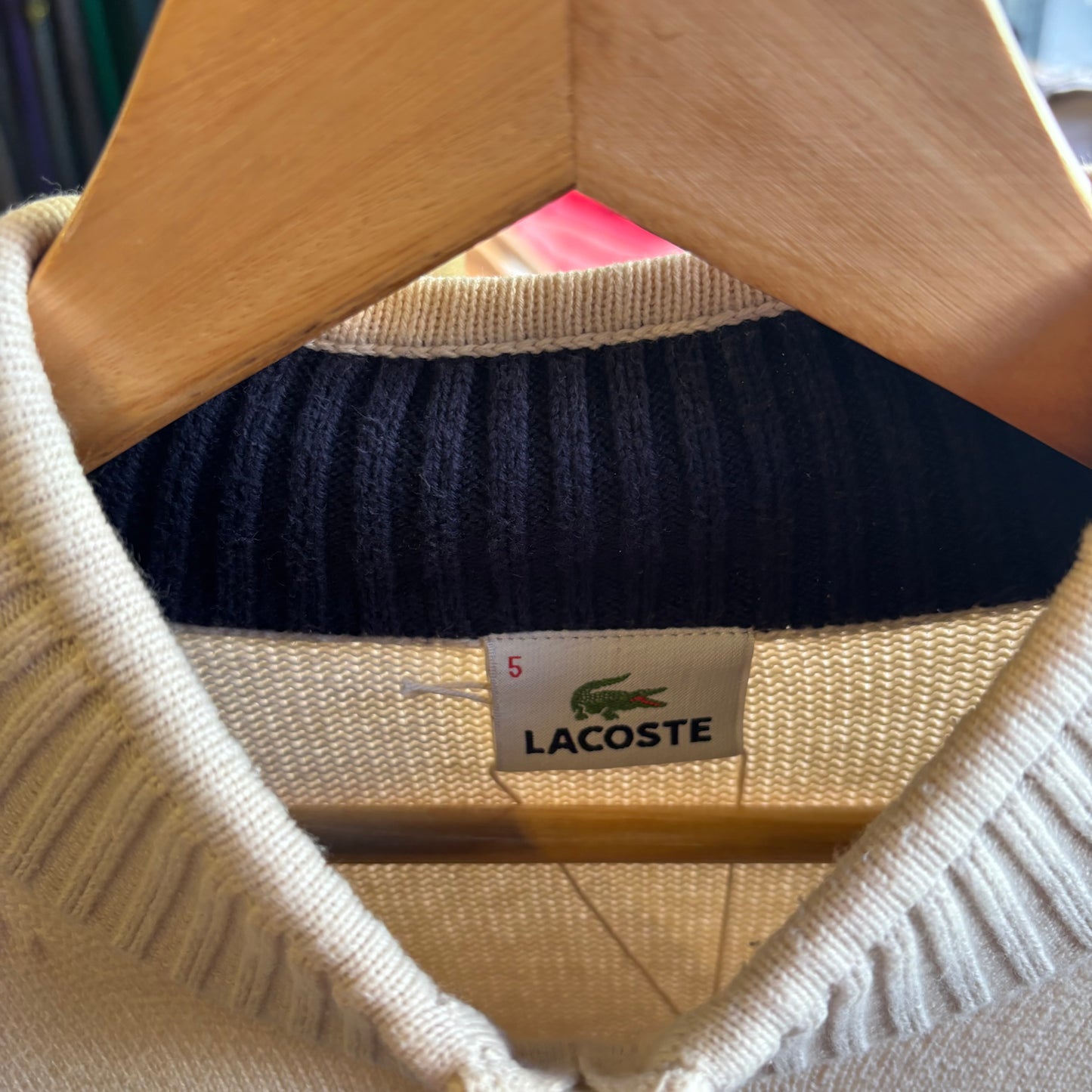 Lacoste Full Zip Knit Jumper Cream (Large)