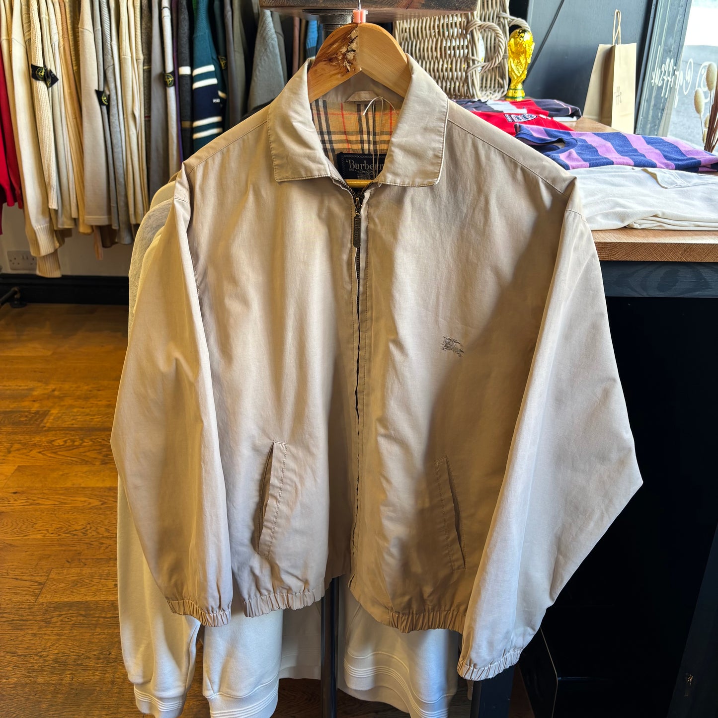 Burberry Harrington Zip Up Jacket Cream (Small)