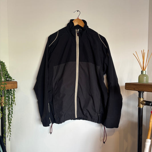 Nike 2000's Swoosh Zip Windbreaker Jacket Grey/ Black (Small)
