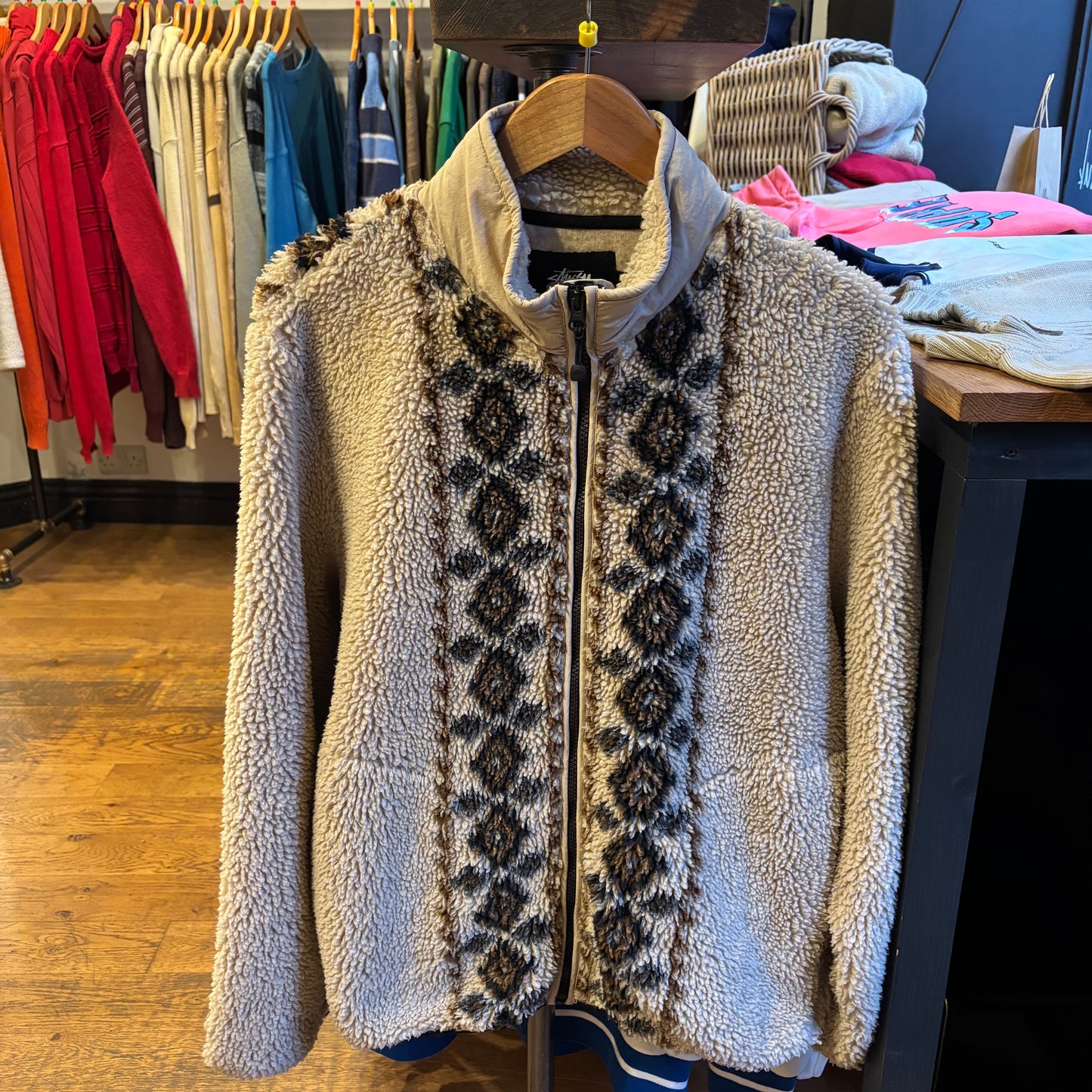 Stussy Noma Lima Jacquard Sherpa Fleece Jacket (Medium)