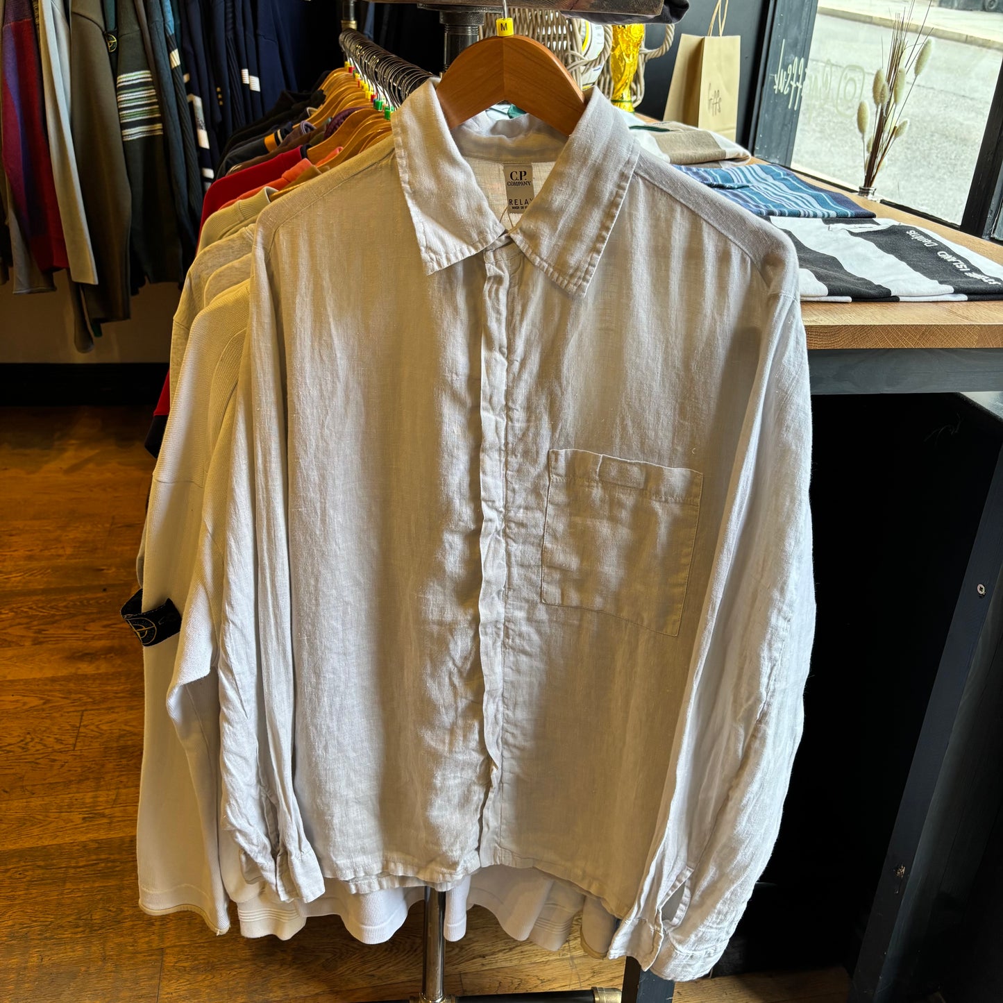CP Company Relax S/S 2001 Zip Linen Shirt White (Medium)