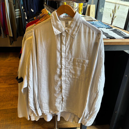 CP Company Relax S/S 2001 Zip Linen Shirt White (Medium)