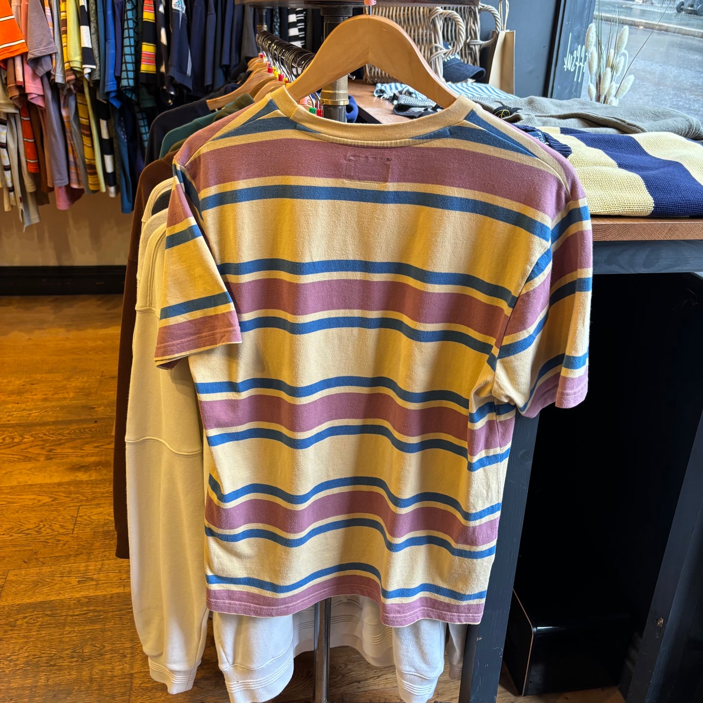 Stussy Bold Stripe Pocket T-Shirt Yellow (Small)