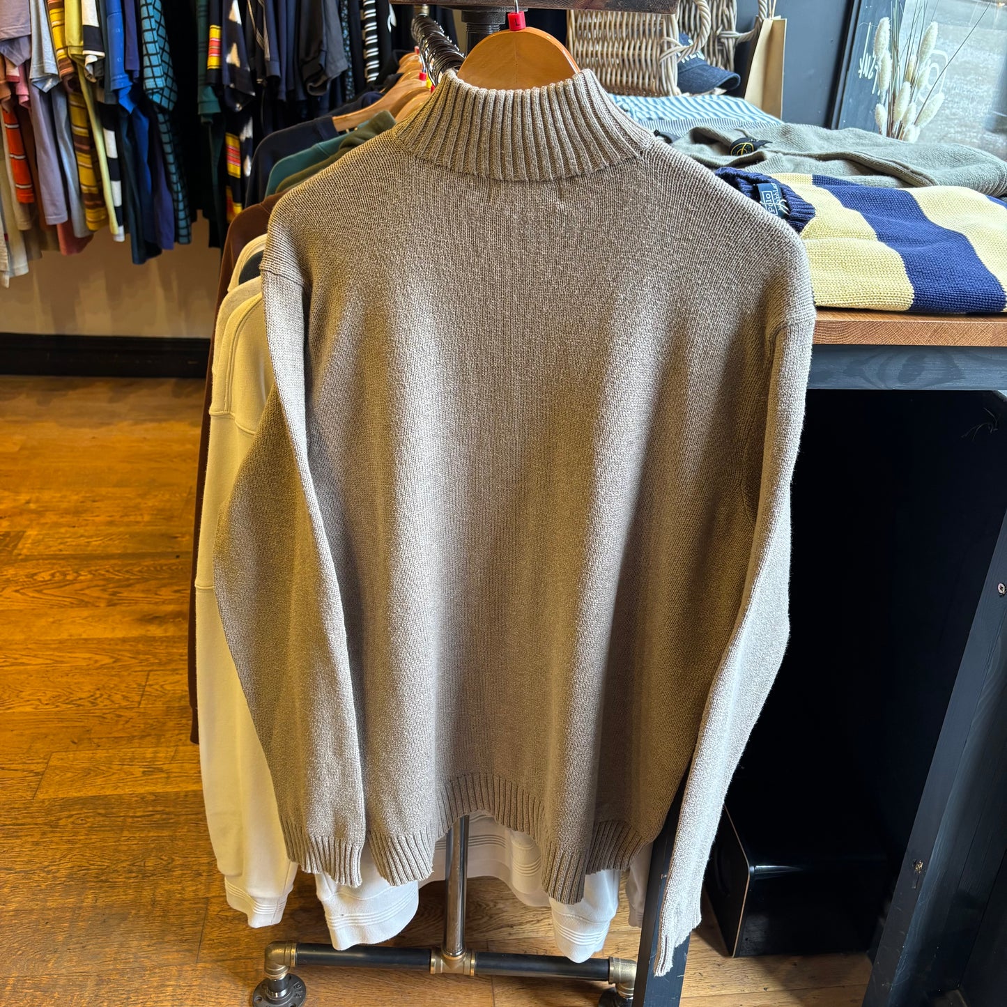 Ralph Lauren Quarter Zip Knit Jumper Beige (Large)