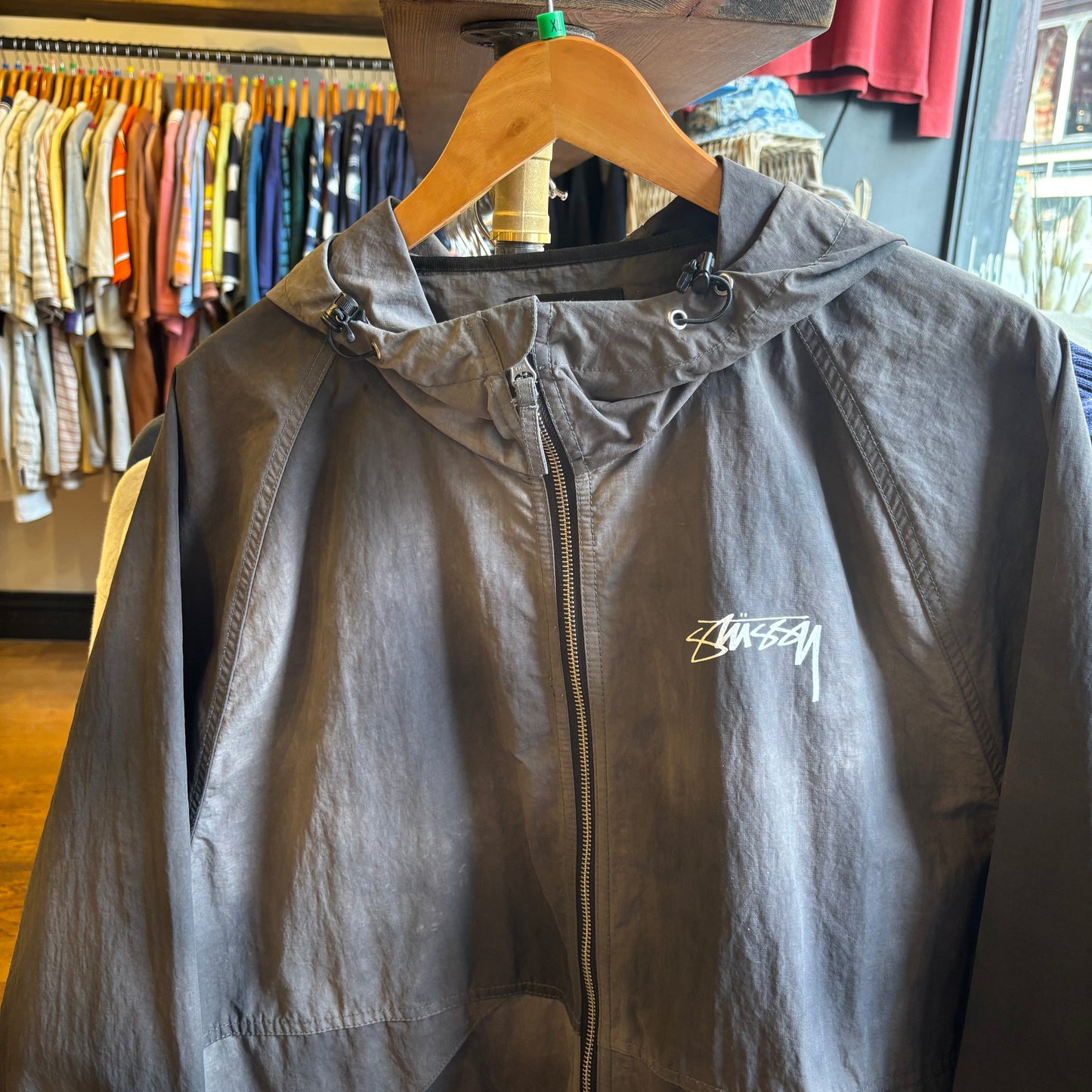 Stussy Beach Shell Wave Dye Jacket Black (XL)