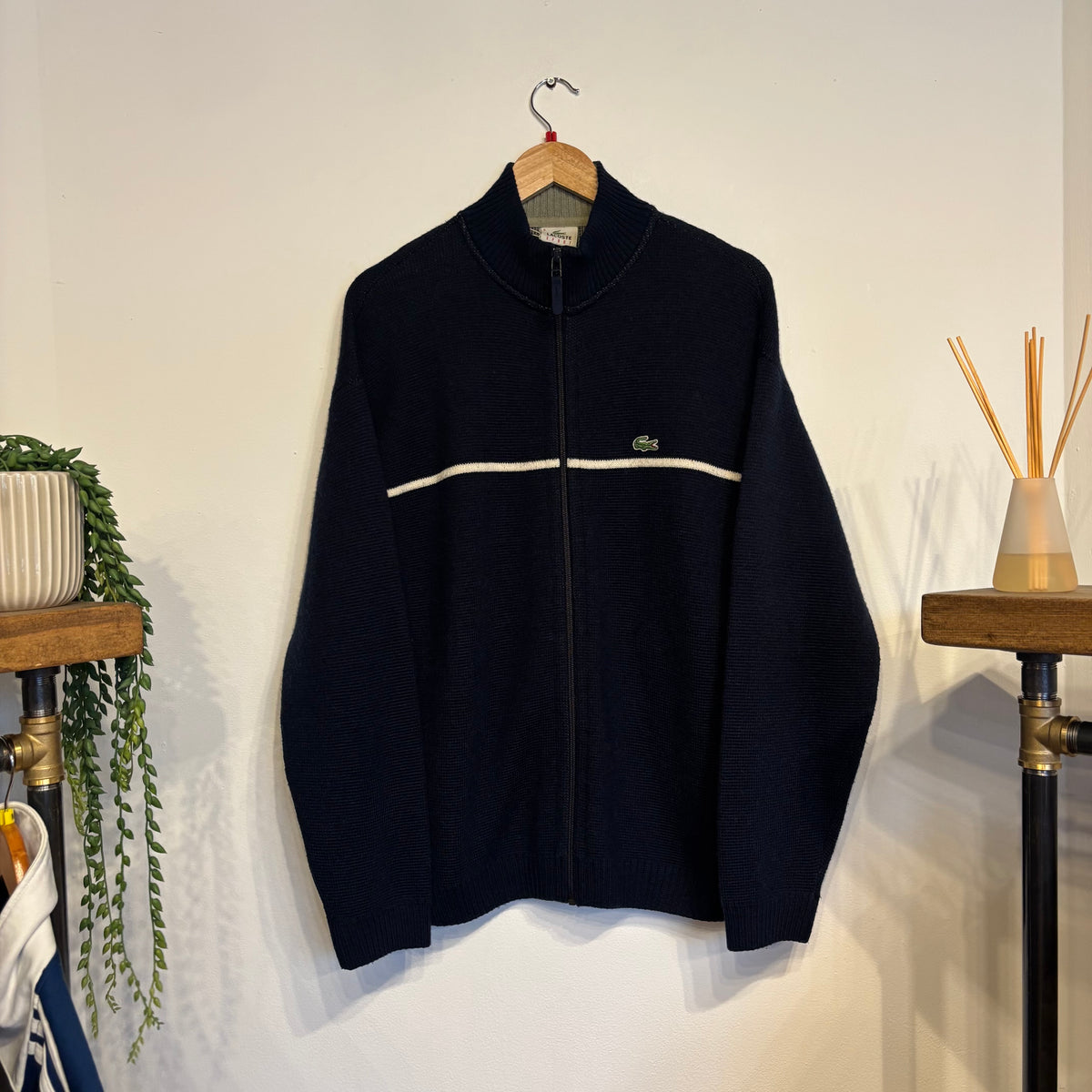 Lacoste Full Zip Knit Jumper Navy (Large)