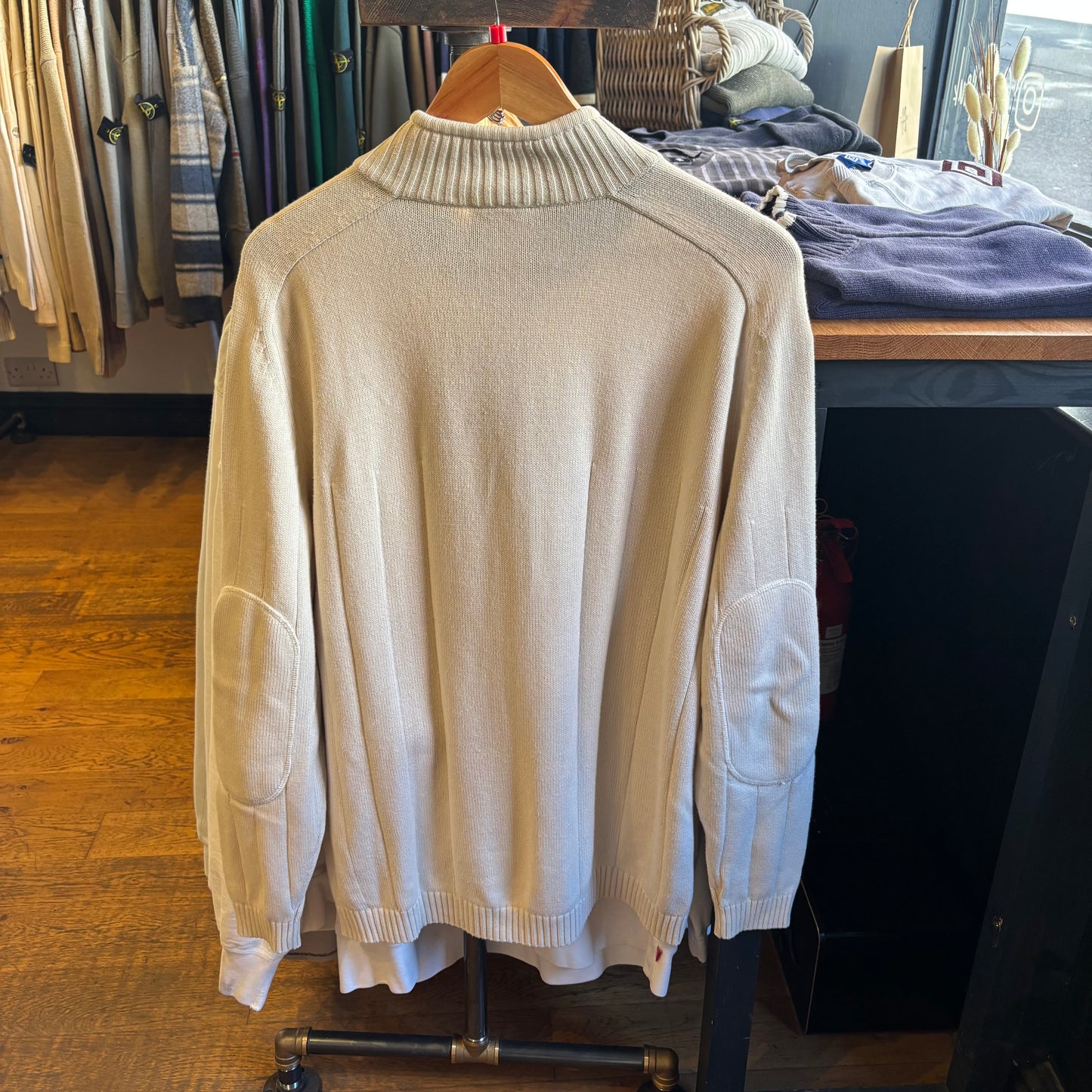 Lacoste Full Zip Knit Jumper Cream (Large)
