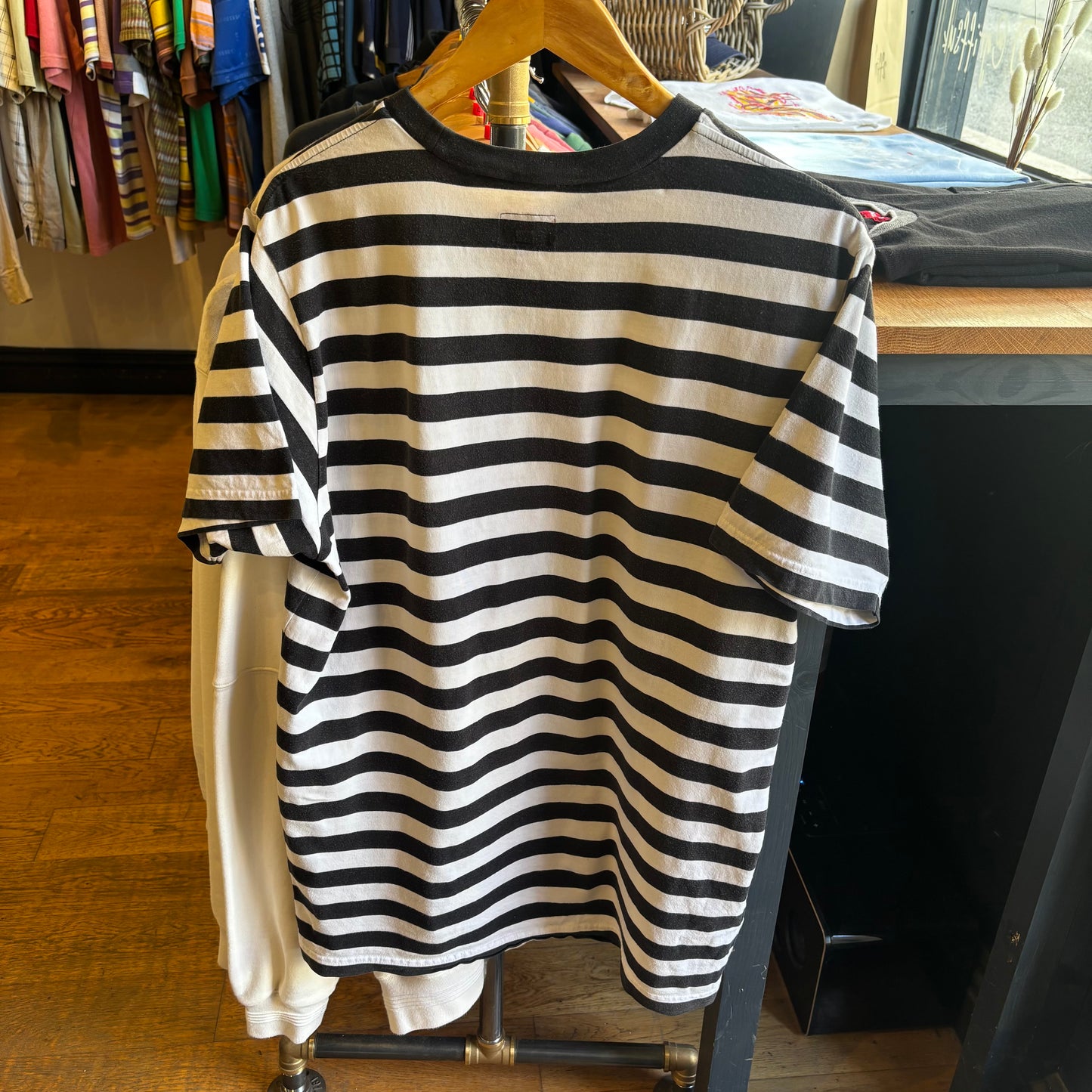 Supreme SS18 Bar Stripe T-Shirt Black/ White (Large)