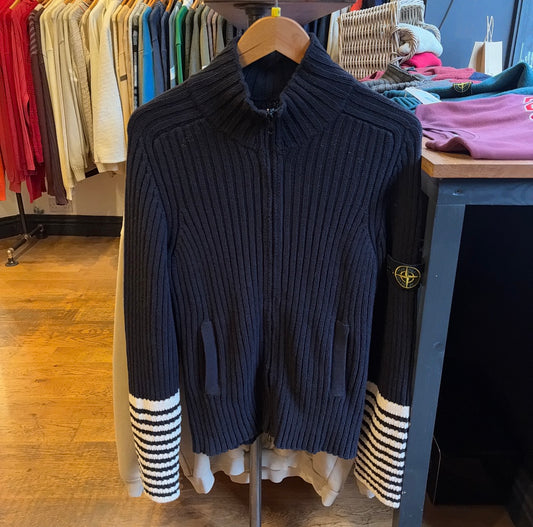 Stone Island SS06 Full Zip Knit Navy/ Cream (Medium)
