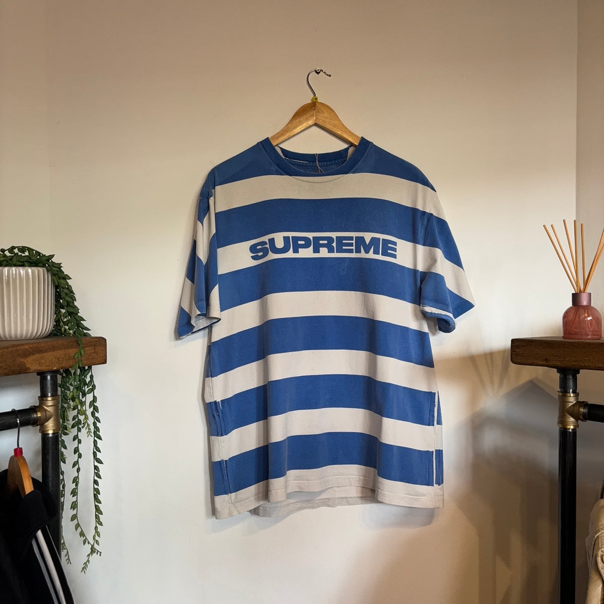 Supreme SS21 Printed Stripe T-Shirt Light Blue (Medium)