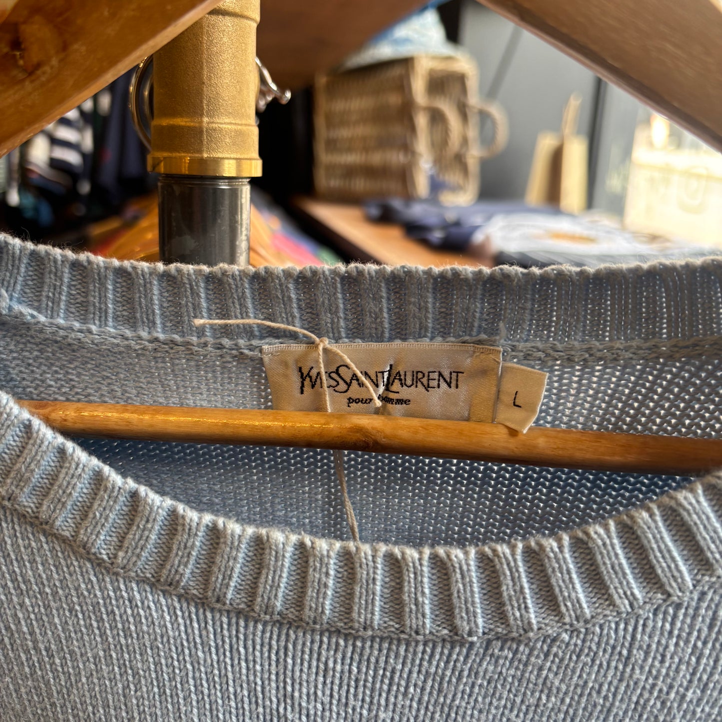Yves Saint Laurent Pullover Knit Jumper Light Blue (Large)