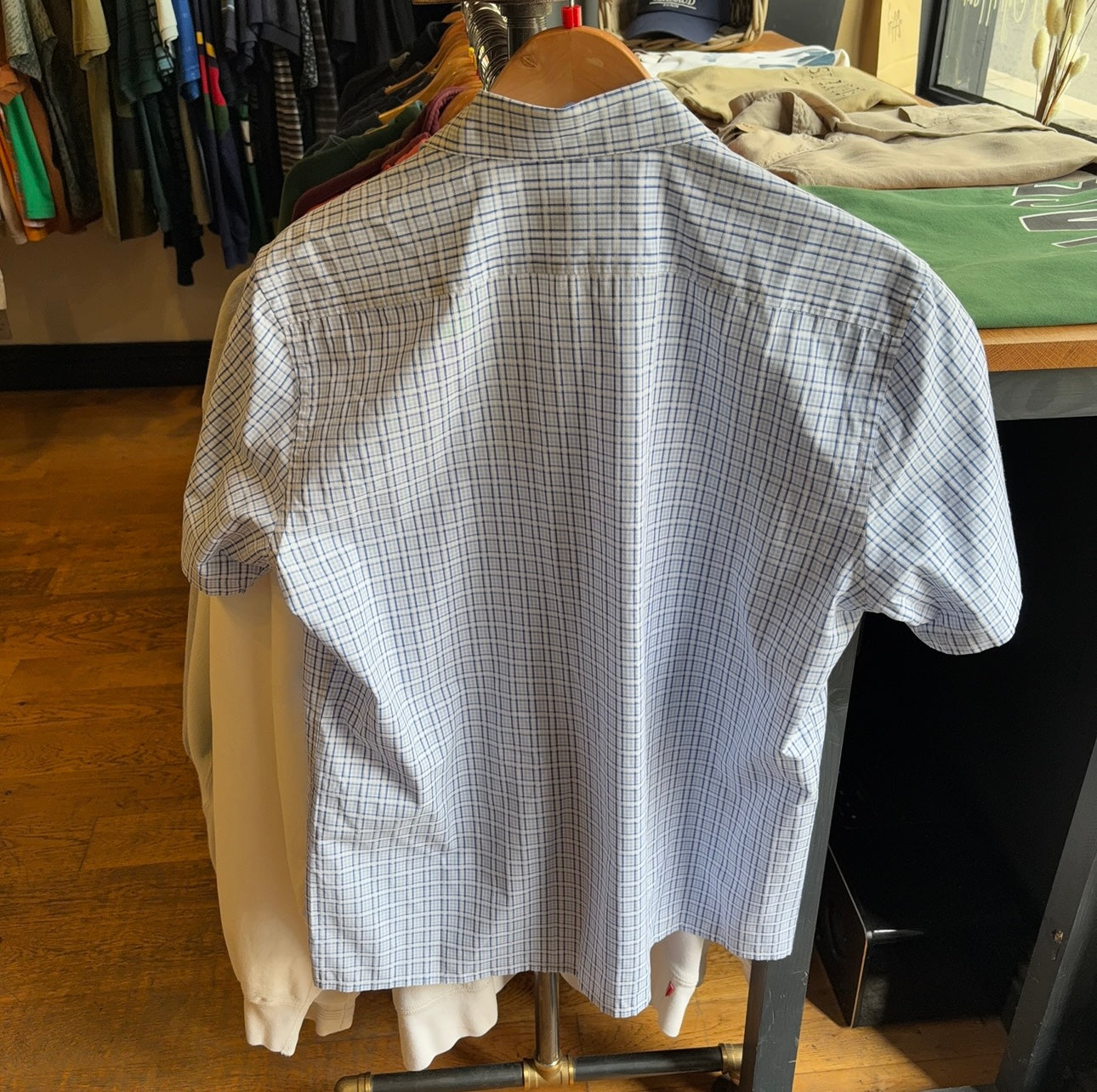 Yves Saint Laurent Plaid Button Up Shirt White (Large)