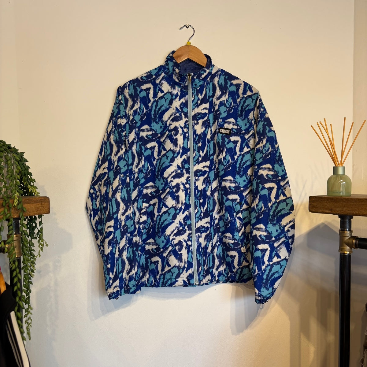 Stussy Windbreaker 3D Camo Zip Jacket Blue (Medium)