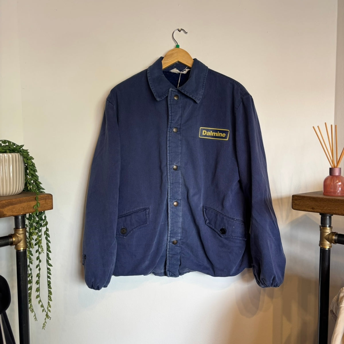 Fleece Lined Button Up Chore Jacket Navy (Medium)