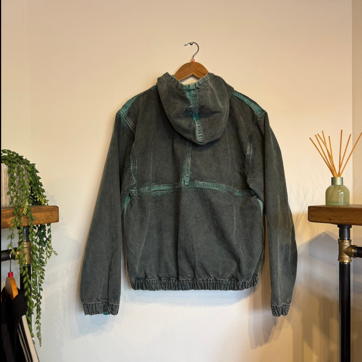Stussy Spray Dye Hooded Work Jacket Black/ Grey (Small)