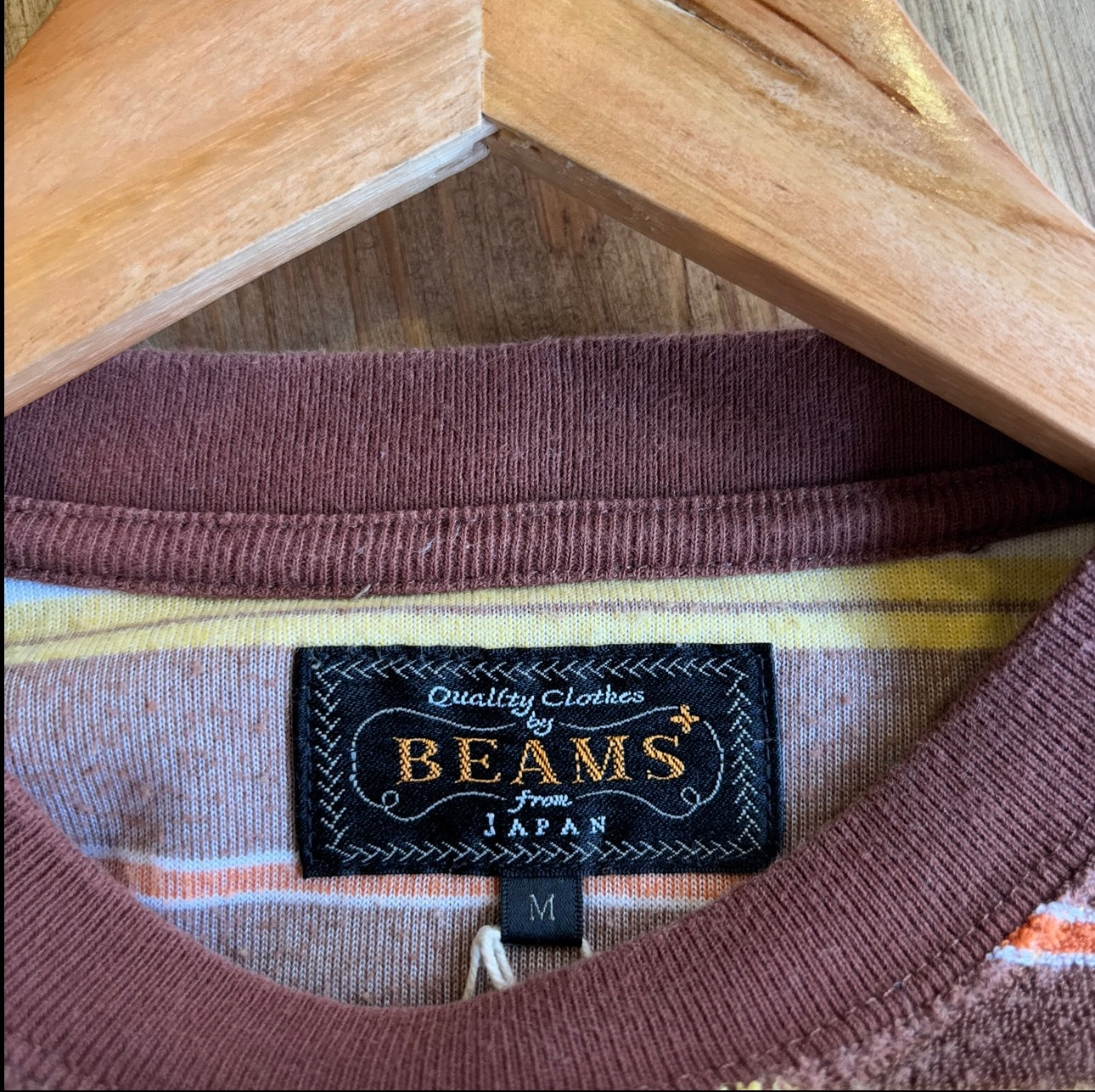 Beams Plus Pocket Striped T-Shirt Yellow (Medium)