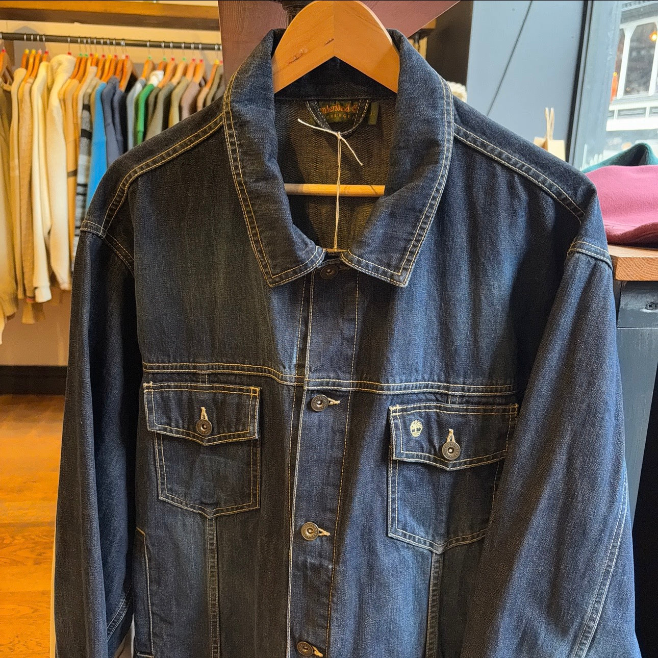 Timberland Weathergear Denim Button Up Jacket Navy (Large)