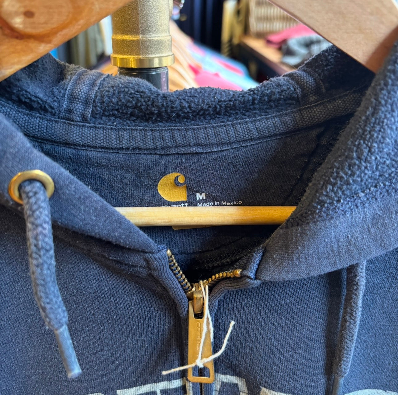 Carhartt Pocket Logo Zip Up Hoodie Navy (Medium)