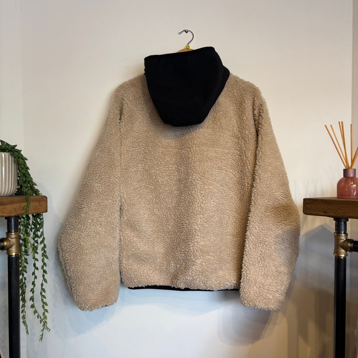 Stussy Panelled Sherpa Hooded Jacket Beige (Medium)