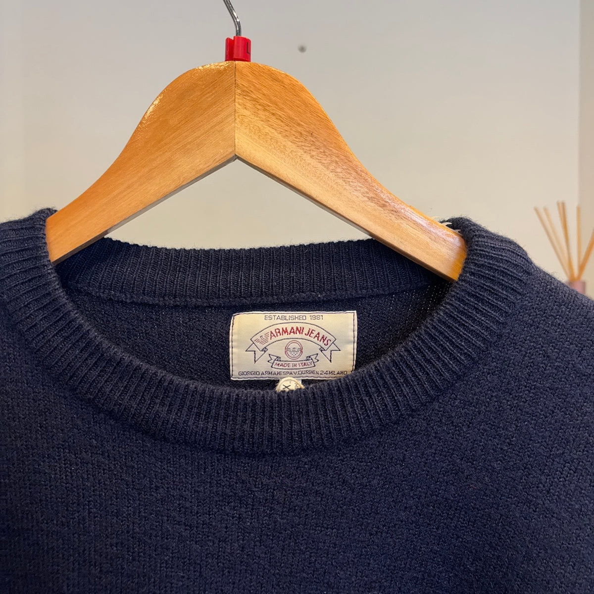 Armani Jeans Spellout Chunky Knit Jumper Navy (Large)