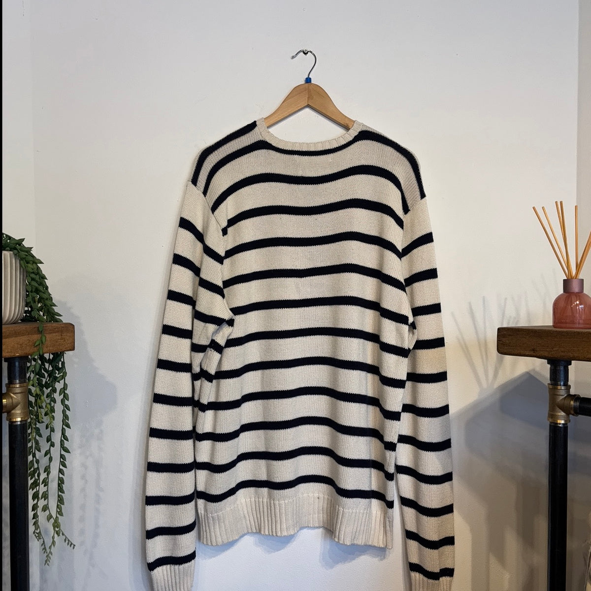 Ralph Lauren Pullover Stripe Knit Jumper Cream/ Navy (XXL)