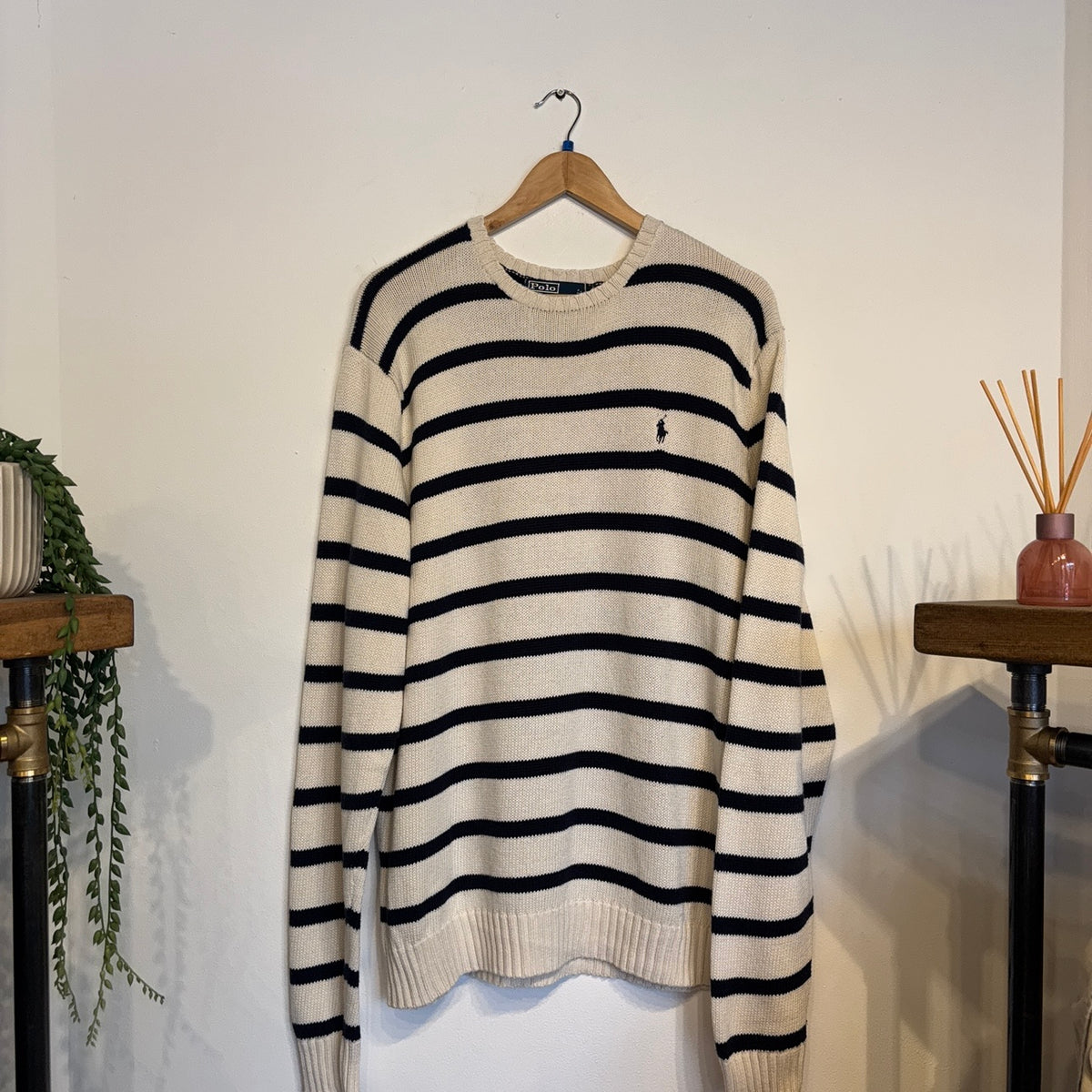 Ralph Lauren Pullover Stripe Knit Jumper Cream/ Navy (XXL)