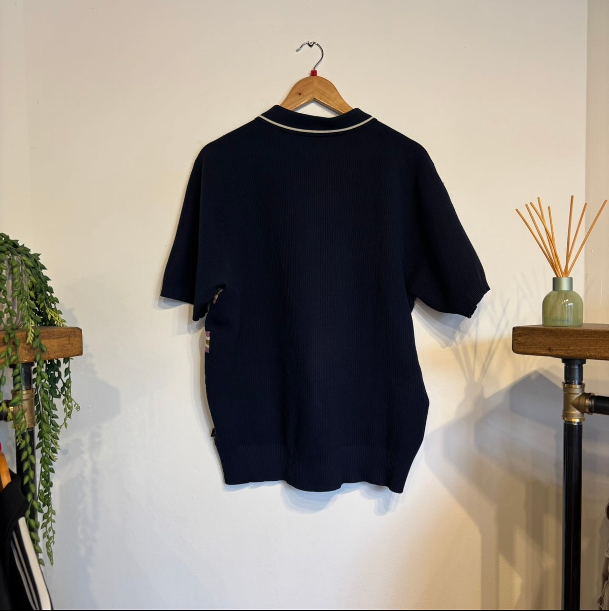 Stussy Montego Stripe Knit Polo Shirt Navy (Large)