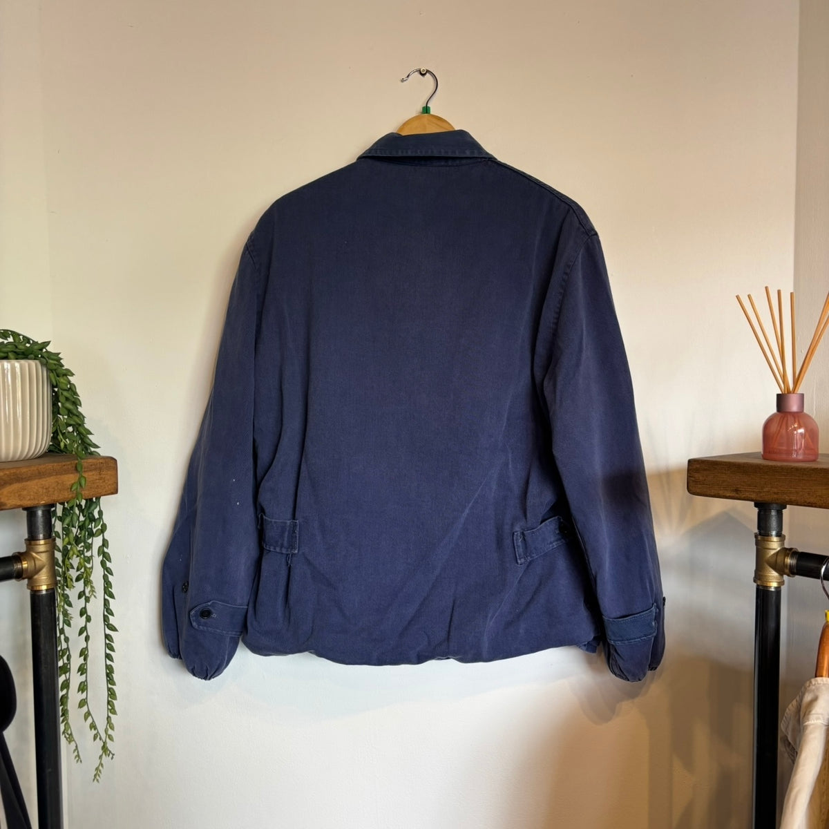 Fleece Lined Button Up Chore Jacket Navy (Medium)