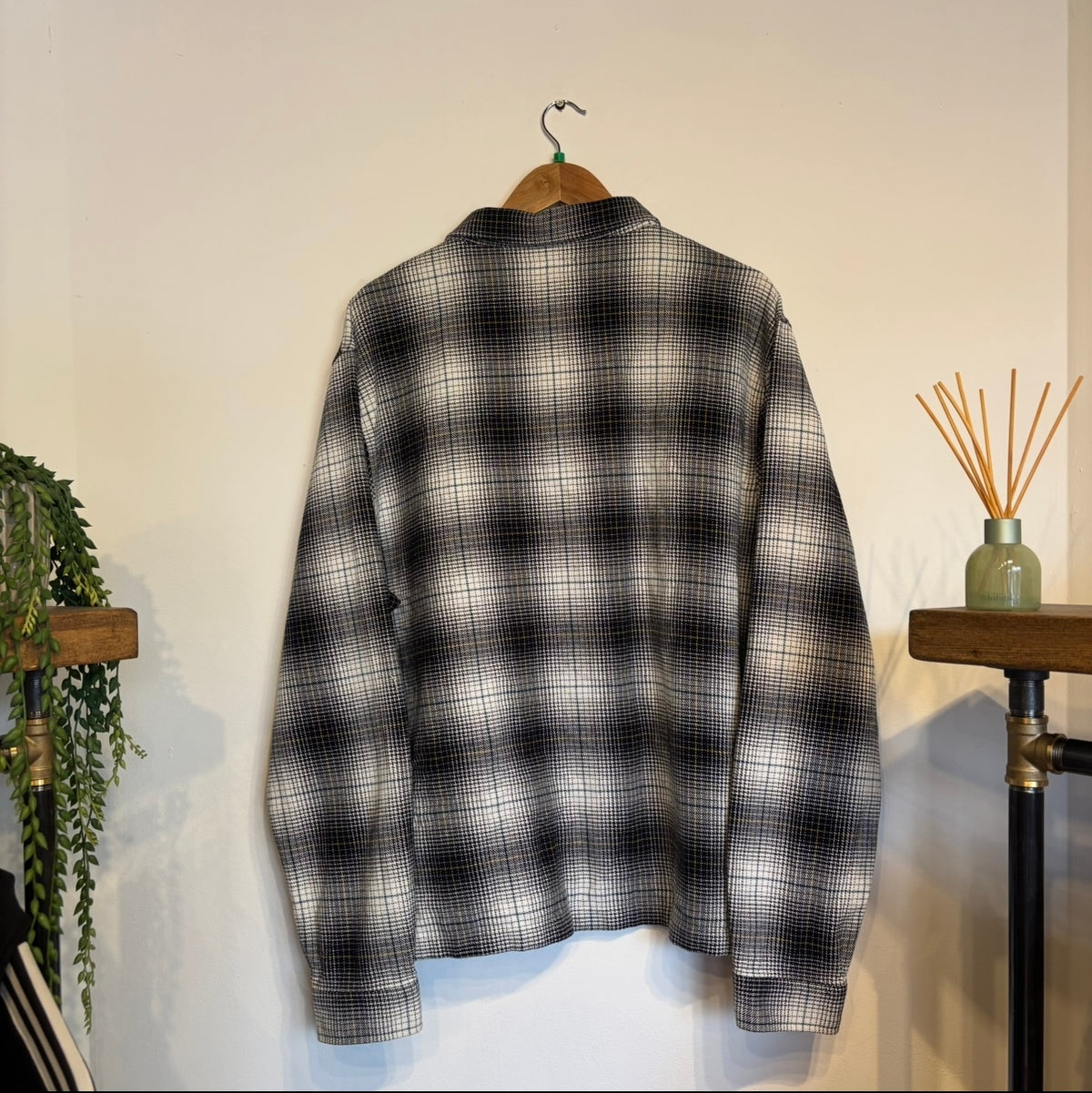 Stussy Paul Shadow Plaid Zip Shirt White/ Black (XL)