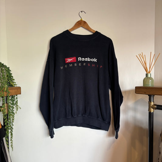 Reebok Membership Spellout Oversized Sweatshirt Navy (Medium)