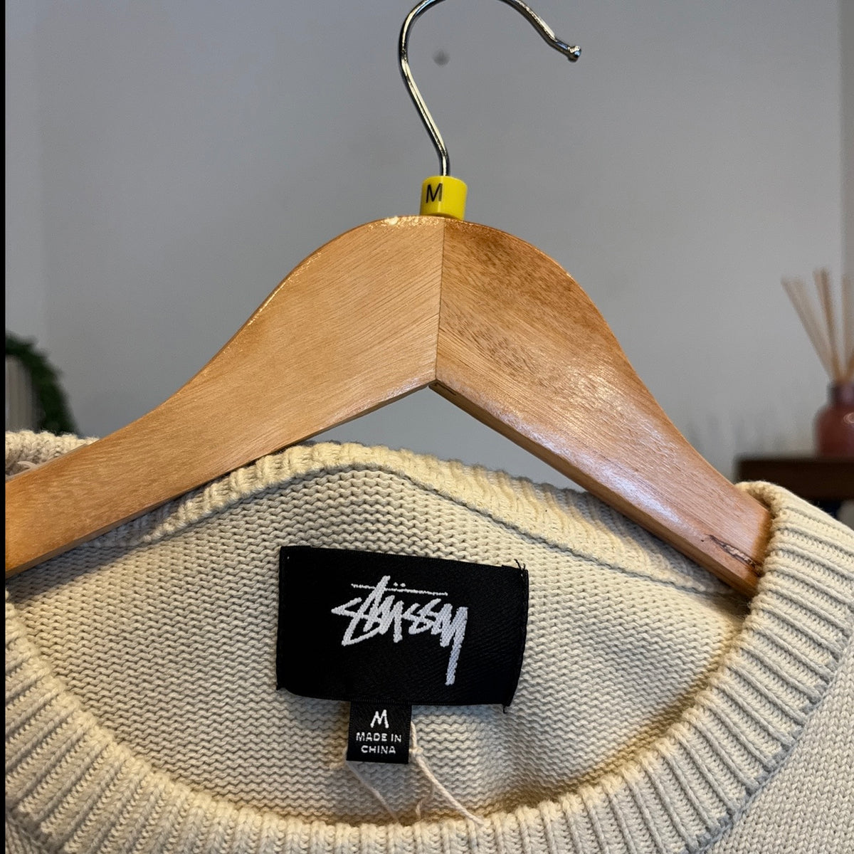 Stussy Care Label Knit Sweater Natural (Medium)